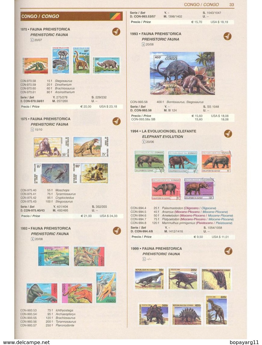 Catalogue De Timbres Poste Domfil Prehistorics Dinosaurs Stamps CATALOG 25 Ed. 2003 LIVRAISON GRATUITE FREE SHIPPING - Thématiques