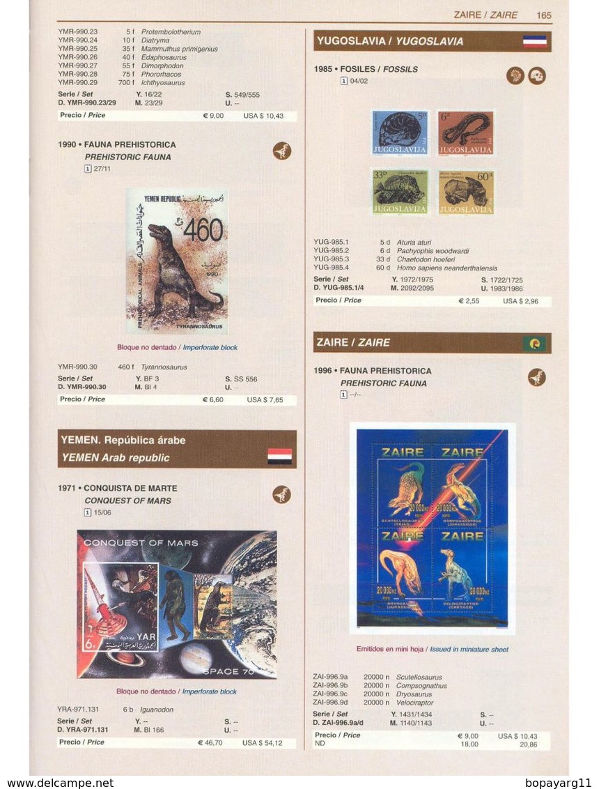 Catalogue De Timbres Poste Domfil Prehistorics Dinosaurs Stamps CATALOG 25 Ed. 2003 LIVRAISON GRATUITE FREE SHIPPING - Motivkataloge