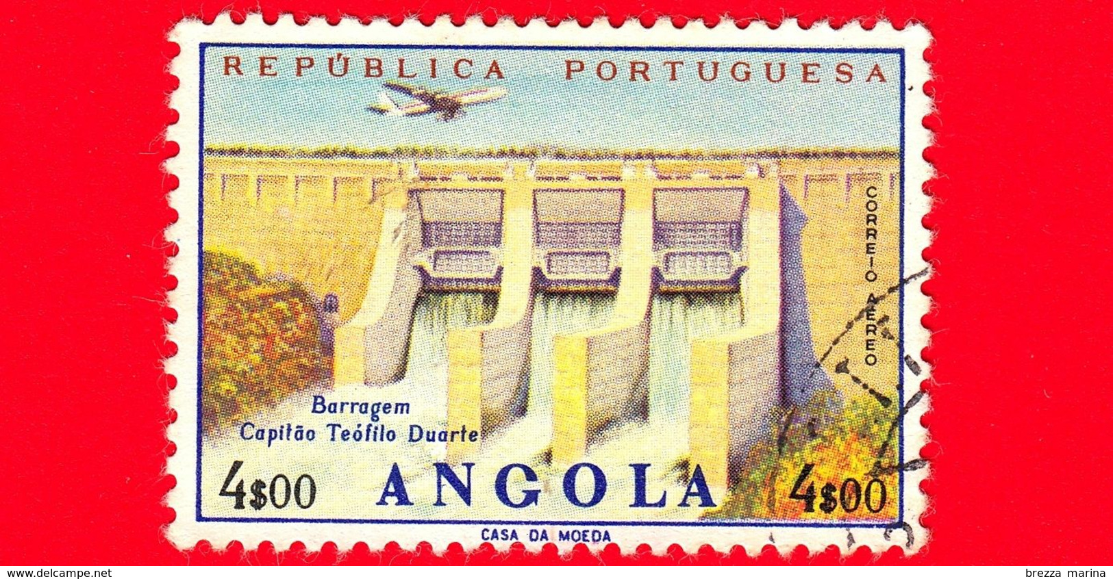 ANGOLA - Usato - 1965 - Diga - Capitano Teofilo Duarte Dam - 4 $ 00 P. Aerea - Angola