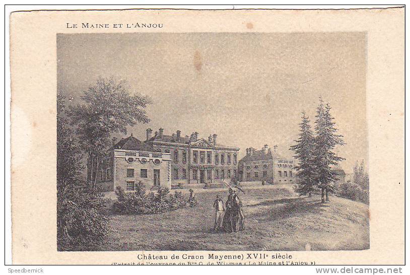28023 Chateau -carte Supra Paris, Beau Papier Façon Gravure - Maine Anjou -Craon Mayenne XVII Wismes - Castles