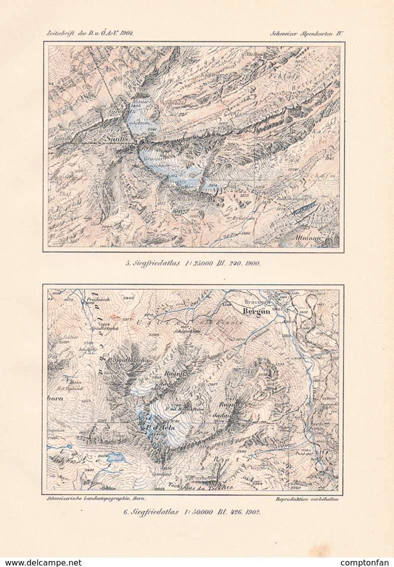 A102 657 Oberhummer Entwicklung Alpenkarten Schweiz Artikel Von 1904 !! - Mapamundis