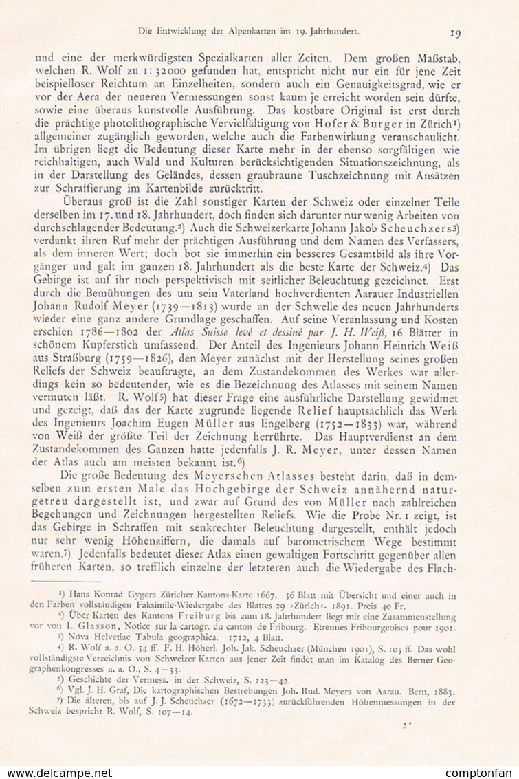 a102 657 Oberhummer Entwicklung Alpenkarten Schweiz Artikel von 1904 !!