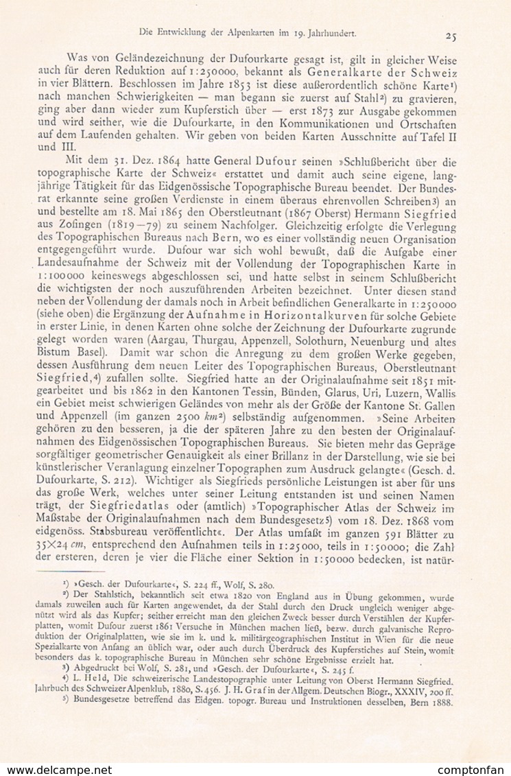 a102 657 Oberhummer Entwicklung Alpenkarten Schweiz Artikel von 1904 !!