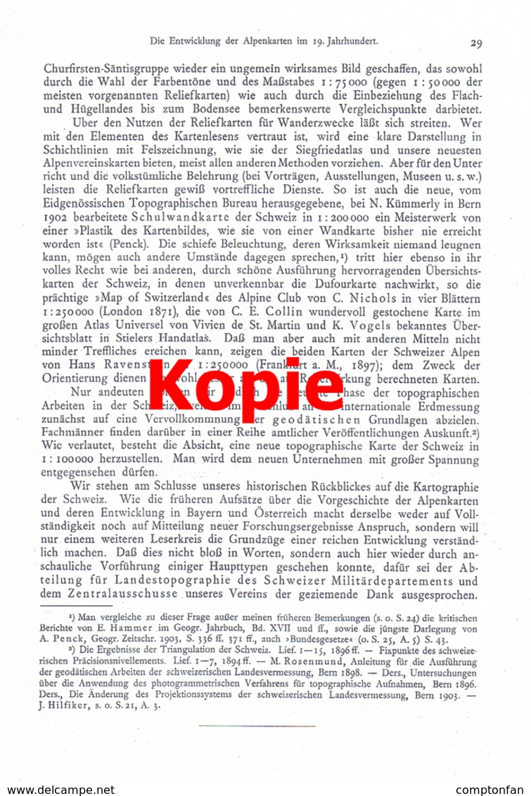 a102 657 Oberhummer Entwicklung Alpenkarten Schweiz Artikel von 1904 !!