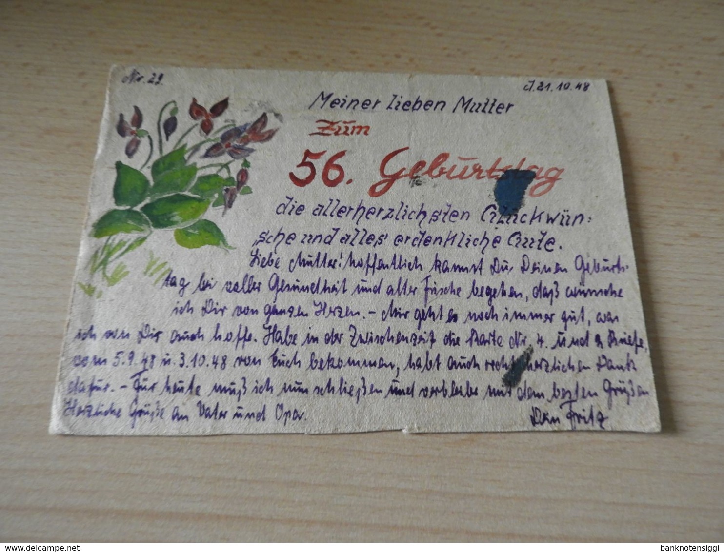Kriegsgefanngenkarte  Von Rußland Nach Deutschland Geburtstagskarte  21.10.1948 - Sonstige & Ohne Zuordnung