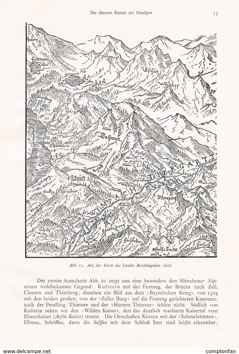 A102 683 Oberhummer ältesten Karten Der Ostalpen Artikel Von 1907 !! - Mappamondo