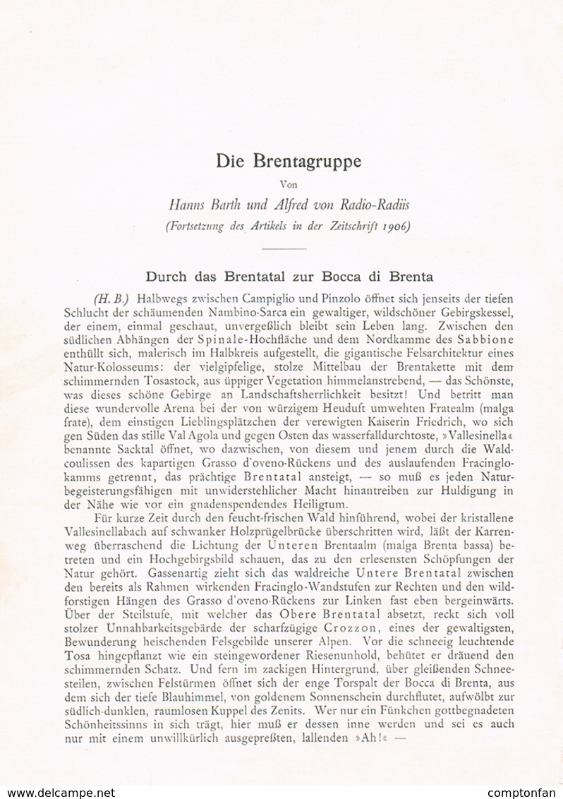 a102 694 Barth Radio-Radiis Brentagruppe Dolomiten 3 Artikel von 1906-1908 !!