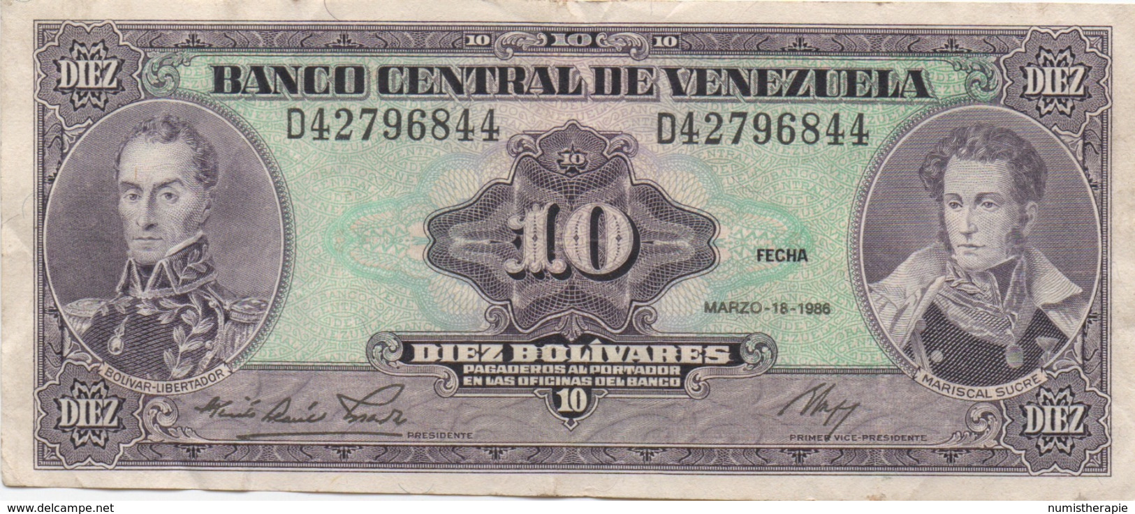 Venezuela : 10 Bolívares 1986 Moyen état - Venezuela