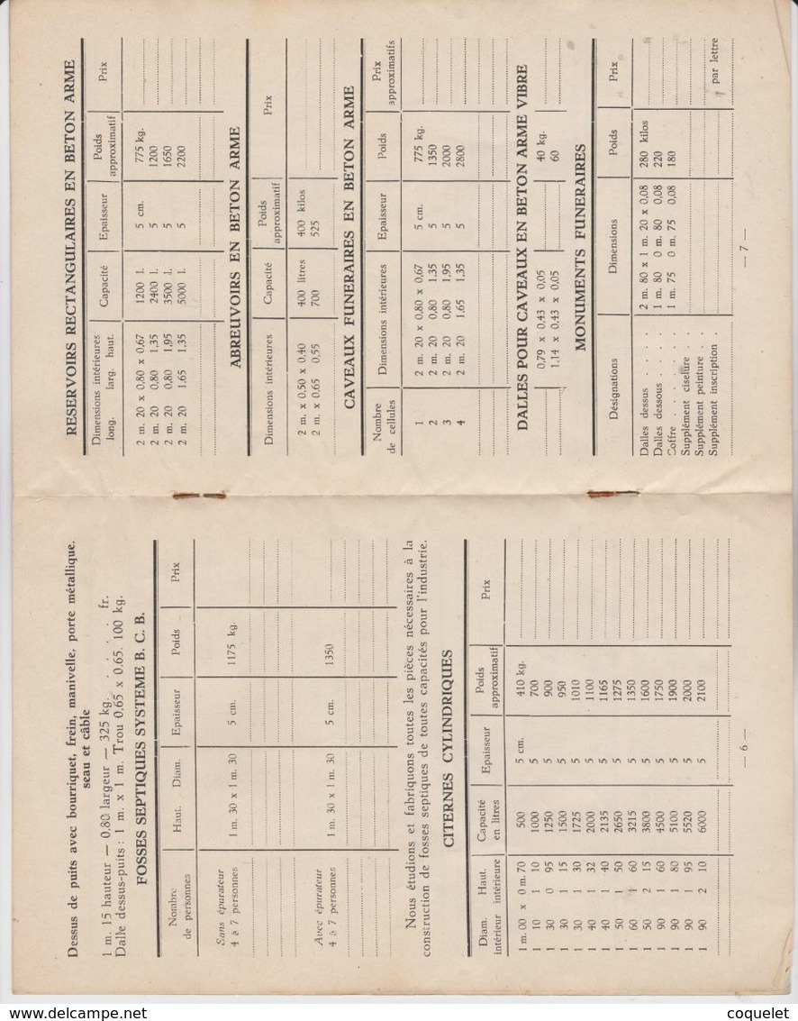 Chapelle Lez Herlaimont - Catologue  De Vente Des Betons Du Centre Datant De + Ou -1945  Agent De Vente Richard Chapelle - 1900 – 1949