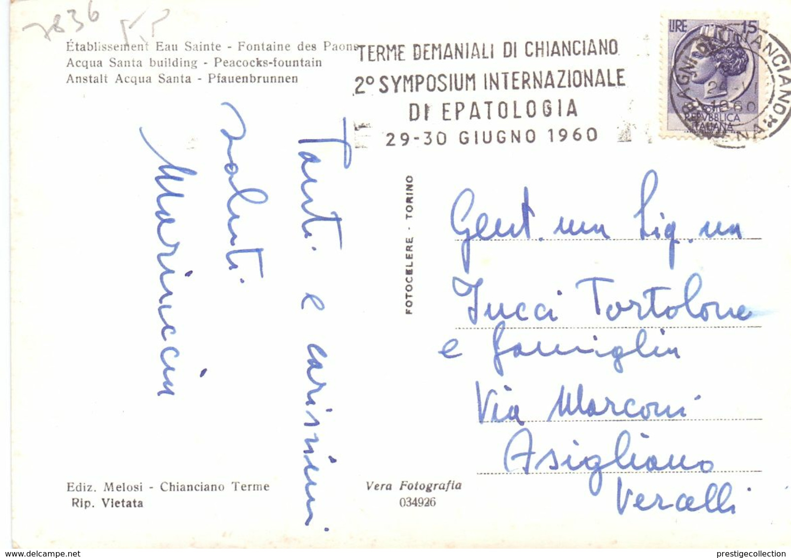 CHIANCIANO TERME DEMANIALI 2° SYMPOSIUM INTERNAZ. DI EPATOLOGIA 1960  POST CARD 1961 (AGO200107) - Bäderwesen