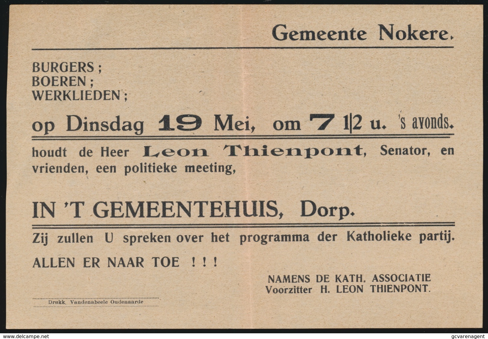 GEMEENTE  NOKERE - KIESFOLDER 20 X 13.5 CM - IN T GEMEENTEHUIS   - POLITIEKE METING DOOR LEON THIENPONT - Kruishoutem