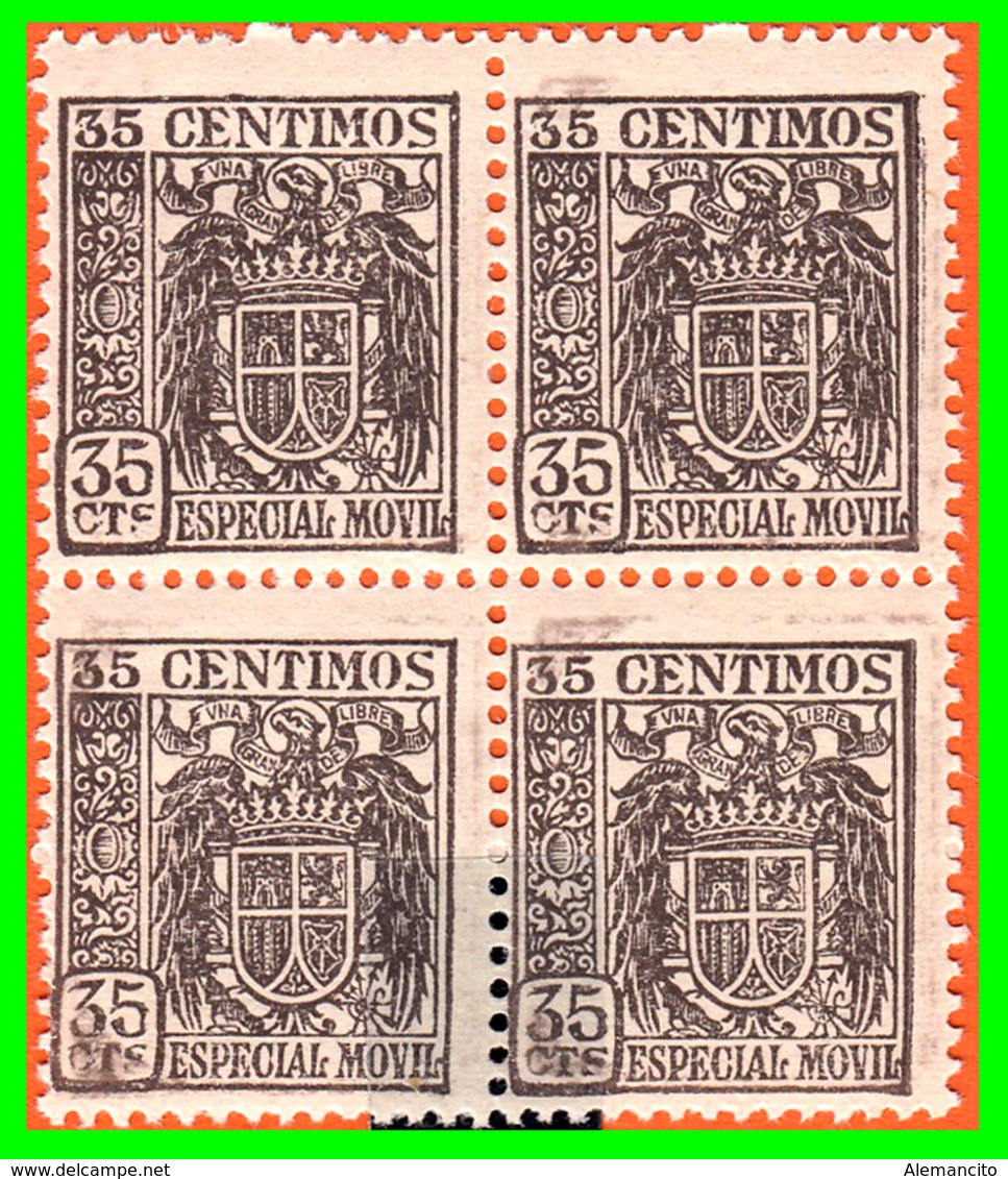 BLOQUE DE 4 SELLOS.AÑOS 1936-1939. VALOR 0.35 CENTIMOS DE  PESETAS *NUEVOS* MUY RAROS - Impots De Guerre