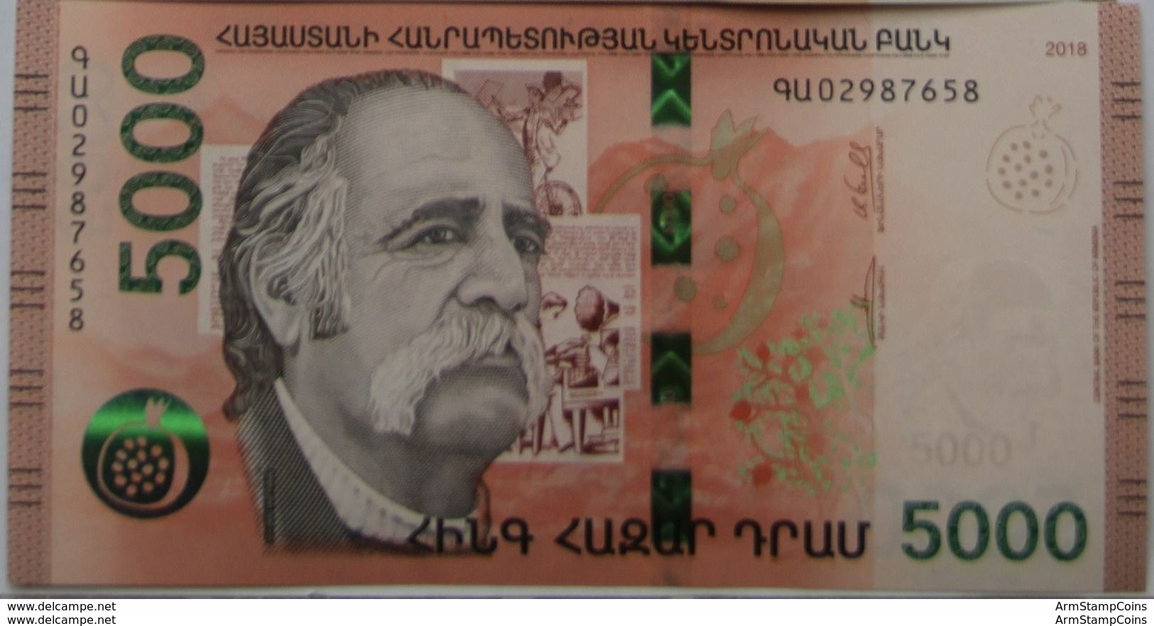 Armenia Arménie Armenien 2018 NEW Banknote - 5000 Dram UNC Hybrid Technology Armenian-American Writer W. Saroyan - Armenien