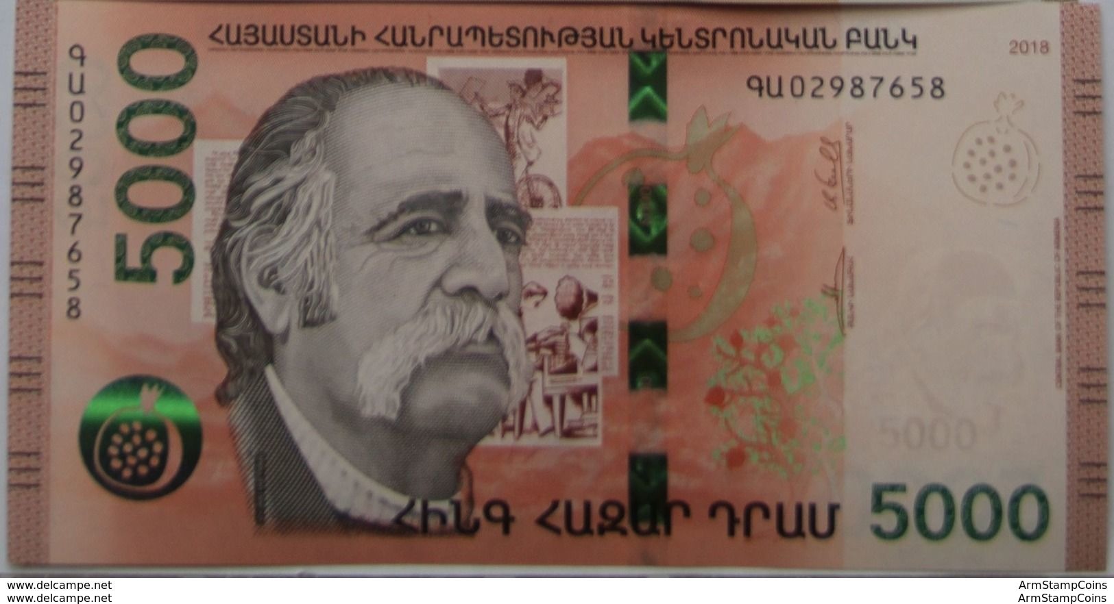 Armenia Arménie Armenien 2018 NEW Banknote - 5000 Dram UNC Hybrid Technology Armenian-American Writer W. Saroyan - Armenia