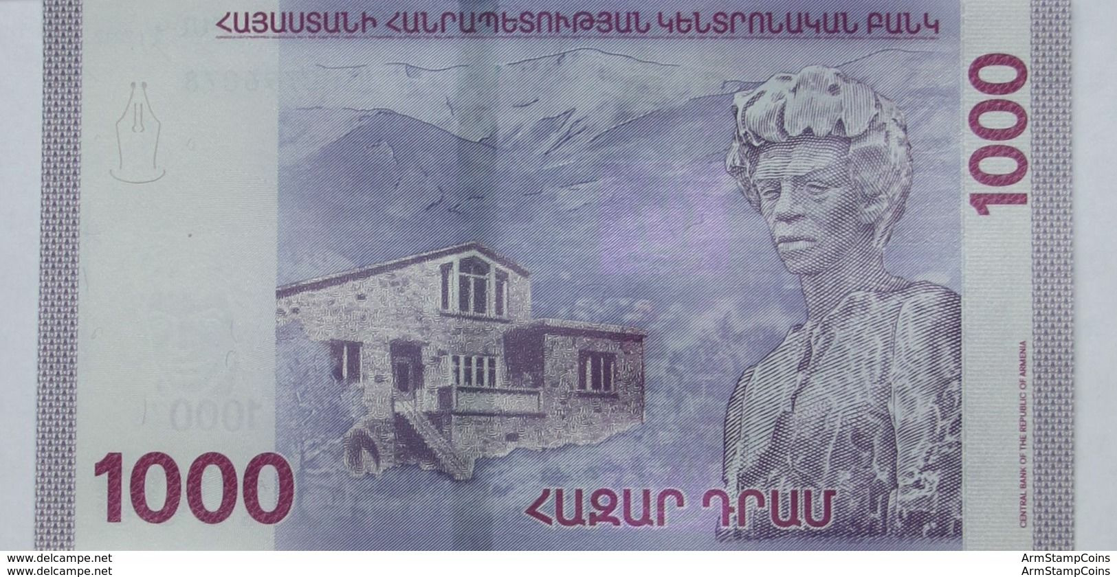 Armenia Arménie Armenien 2018 NEW Banknote - 1000 Dram UNC Hybrid Technology Writer Sevak - Armenien