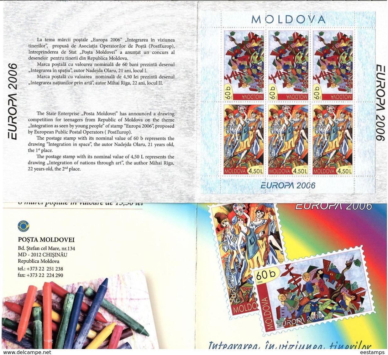 Moldova 2006 . EUROPA 2006. Booklet Of 6 (3 Sets). Michel # 549-50 MH - Moldova