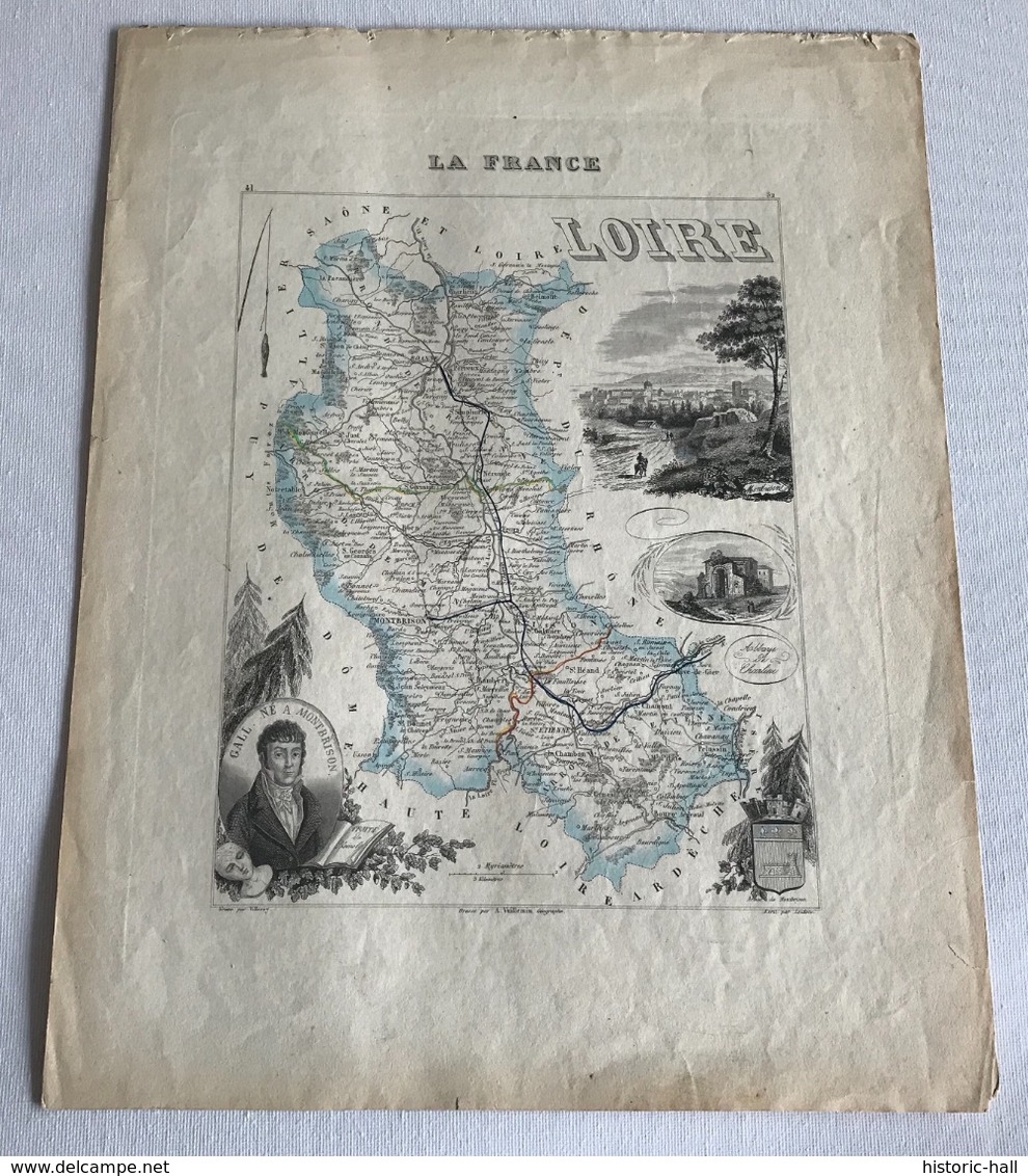 Carte Geographique De La LOIRE XIXe - Cartes Géographiques