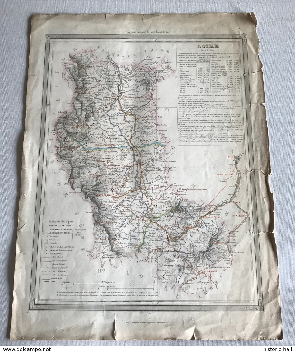 Carte Geographique De La LOIRE XIXe - Geographical Maps