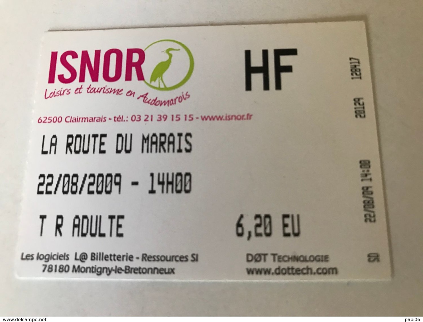 Ticket Embarquement. La Route Des Marais 62 France - Europe