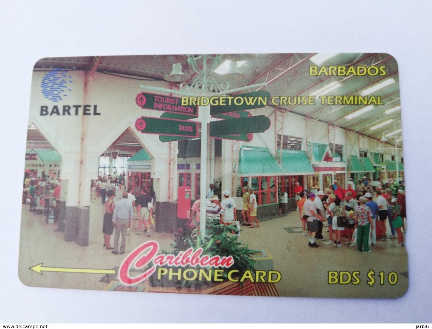 BARBADOS   $10-  Gpt Magnetic     BAR-88D  88CBDD BRIDGE CRUISE TERMINAL   NEW  LOGO   Very Fine Used  Card  ** 2902** - Barbades