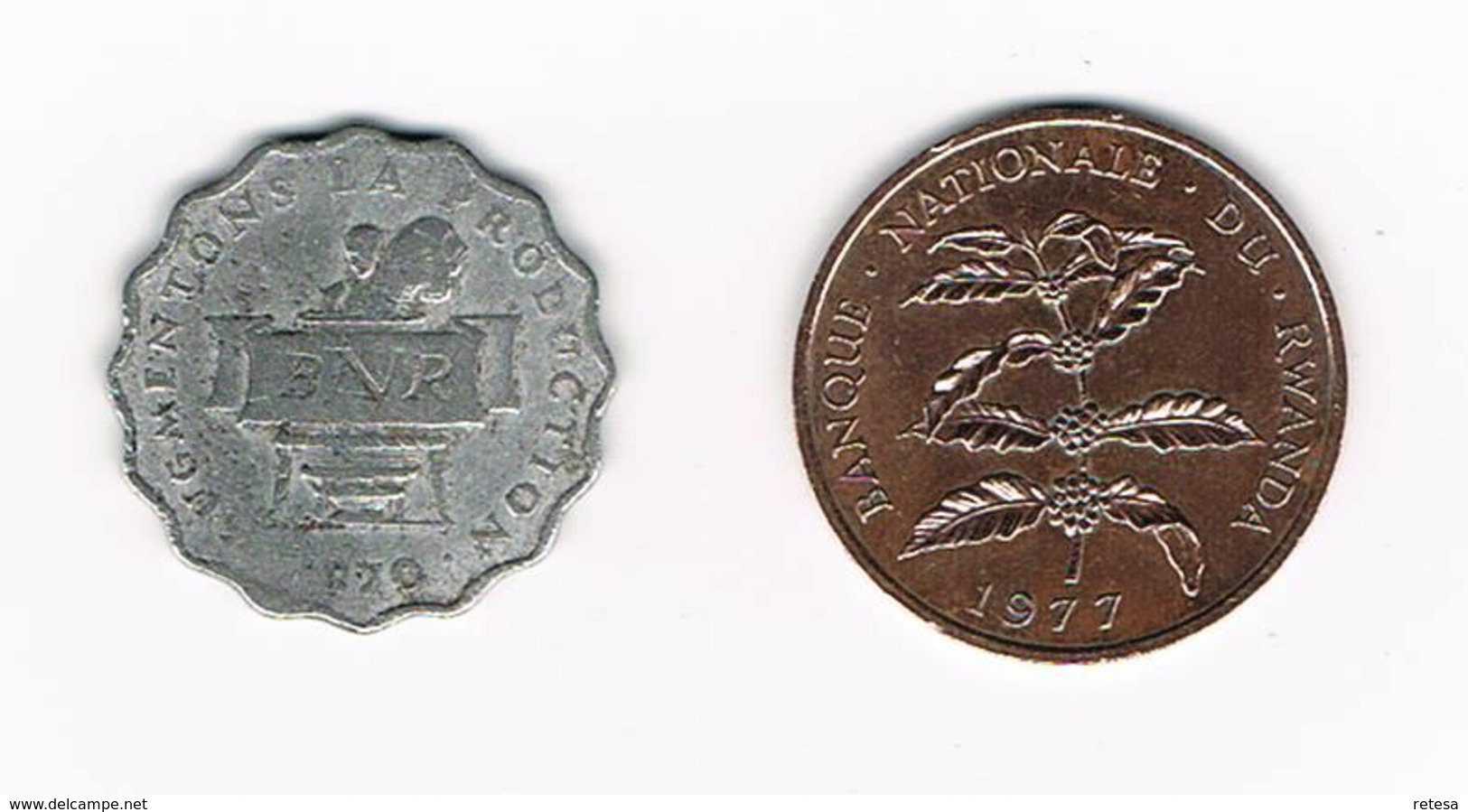 //  RWANDA  2 En 5 FRANCS 1970/1977 - Rwanda