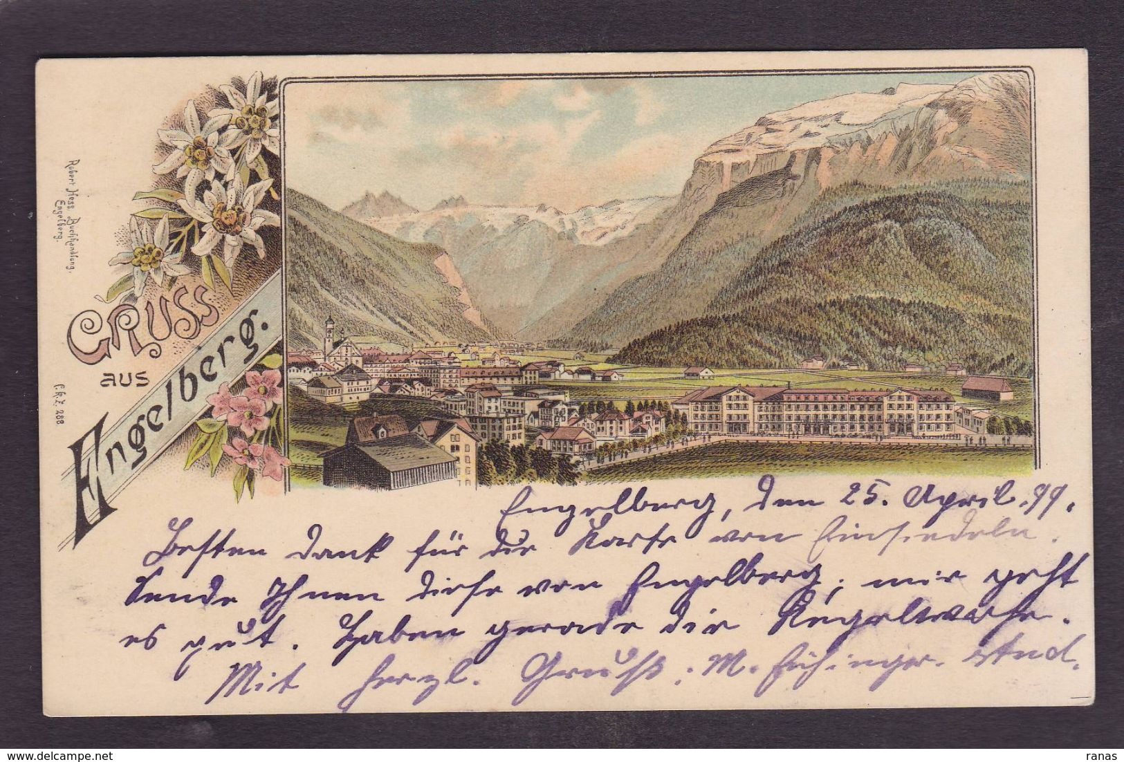 CPA Suisse Helvétia Schweiz Svizzera écrite Litho Gruss Canton D' Obwald ENGELBERG - Engelberg