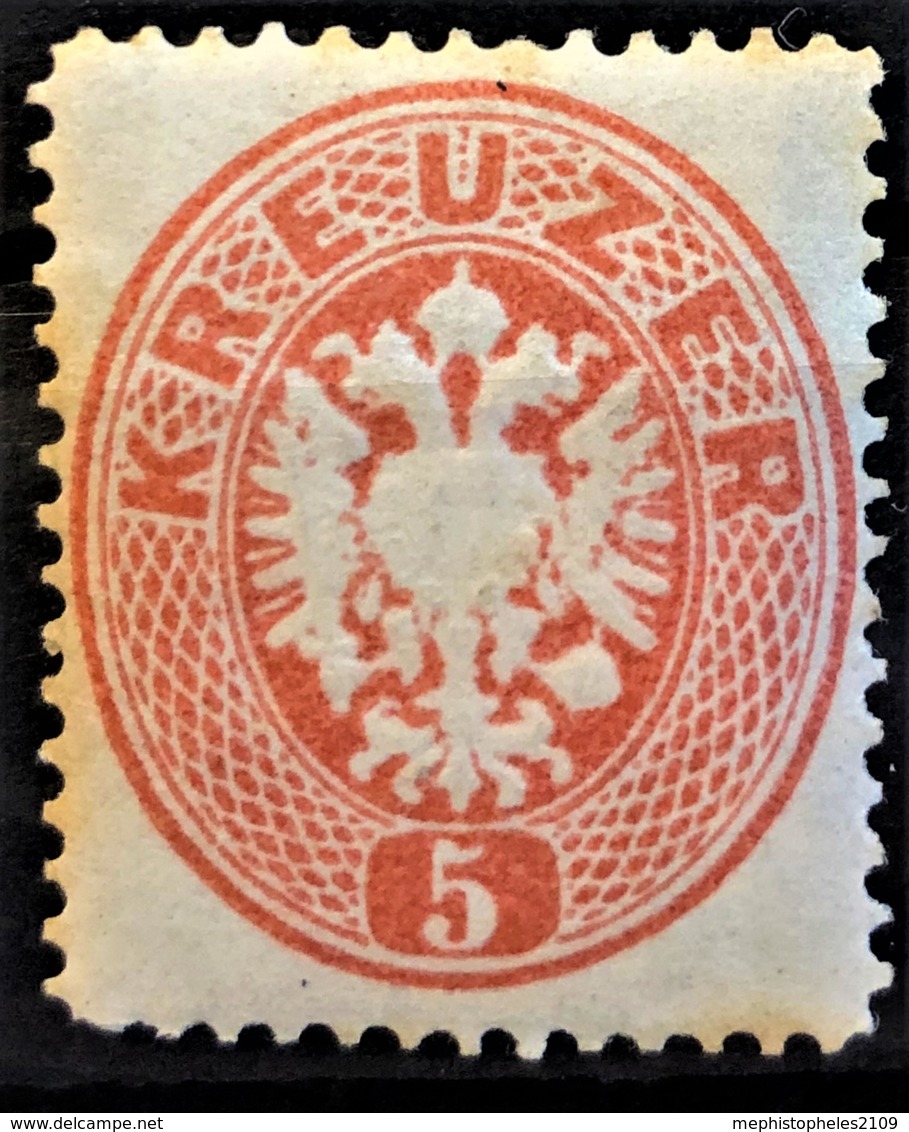 AUSTRIA 1863 - MLH - ANK 32N. - Neudruck 1884 - 5kr - Ensayos & Reimpresiones
