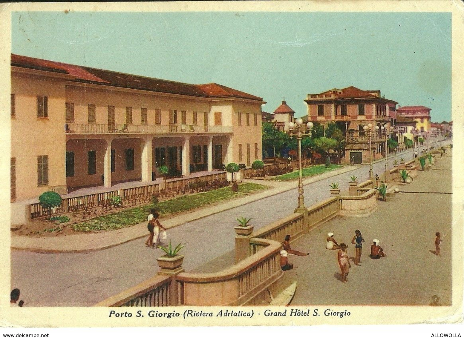 8791"PORTO S. GIORGIO(RIVIERA ADRIATICA)-GRAND HOTEL S. GIORGIO "ANIMATA-CARTOLINA POST. ORIG. SPED. 1951 - Fermo