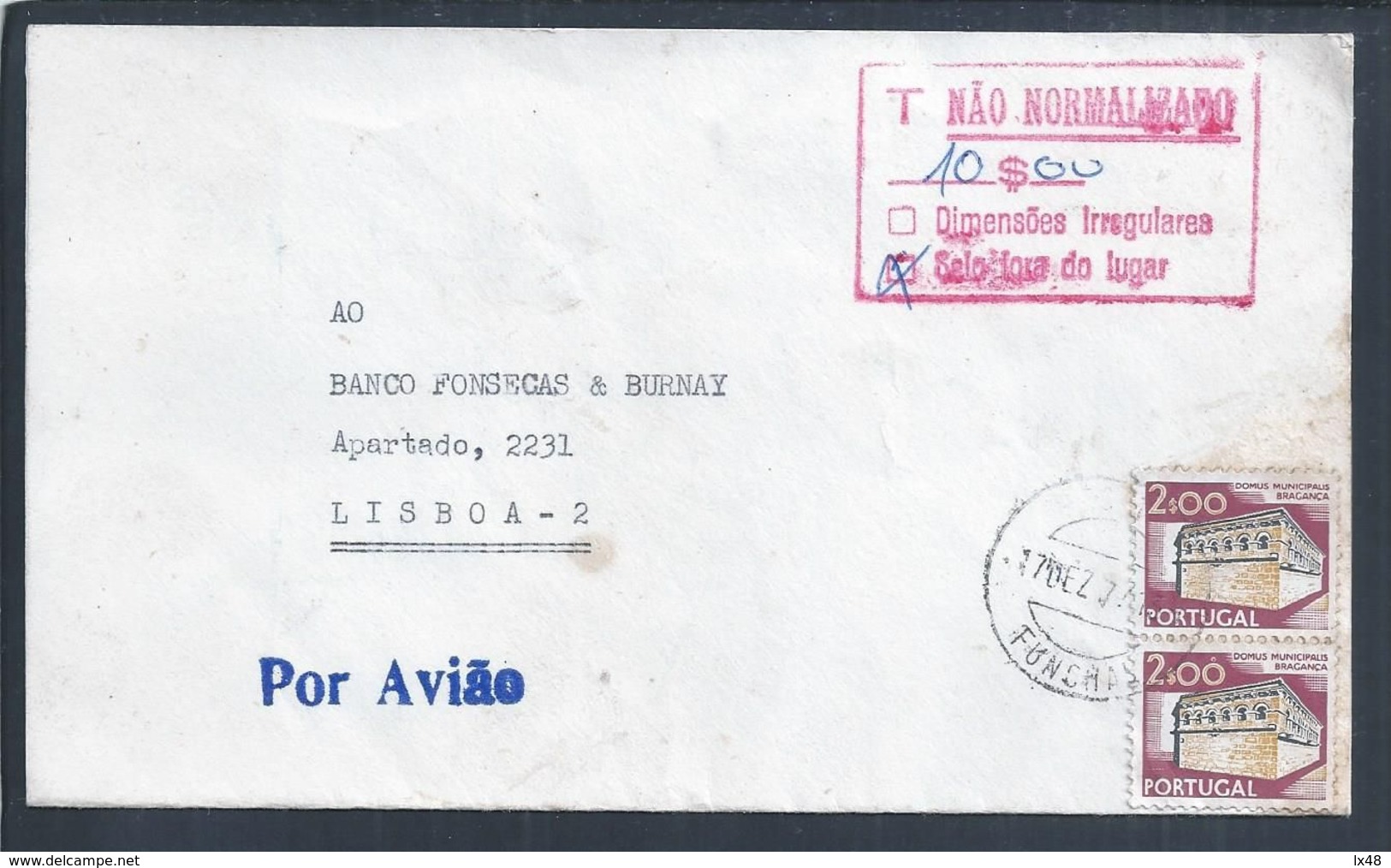 Carta Multada Stamp Fora Do Lugar. Domus Bragança.Sitio Da Igreja Velha. S. Roque. Funchal. - Brieven En Documenten