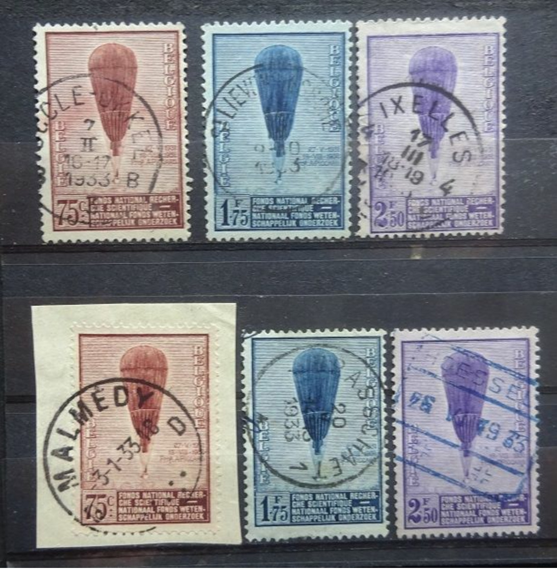 BELGIE   1932   2 X   Nr. 353 - 355    'Ballon Piccard'  Zie Stempels     Gestempeld   CW 36,00 - Gebruikt