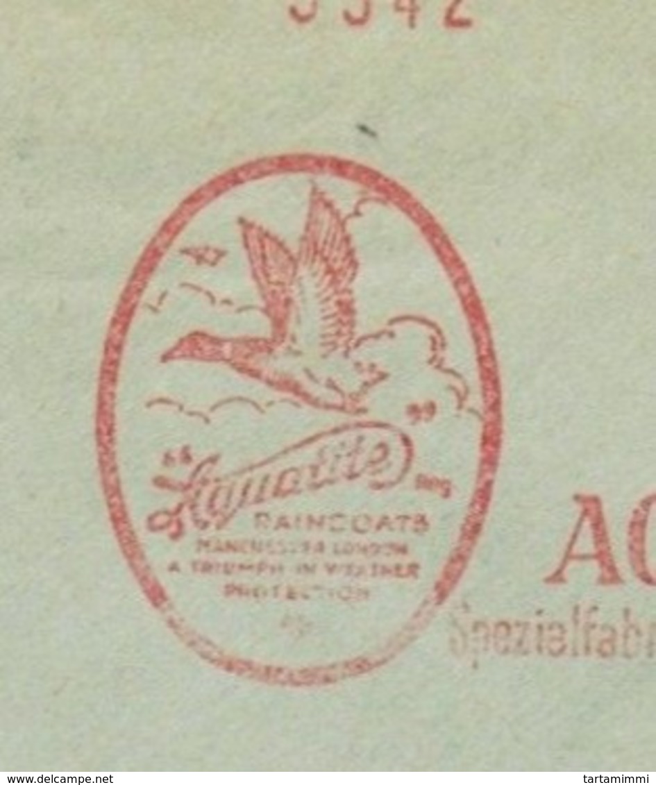 EMA METER STAMP FREISTEMPEL DEUTSCHES REICH AQUATITE 1934 - MALLARD DUCK BIRD CANARD GERMANO REALE Stockente - Werbestempel