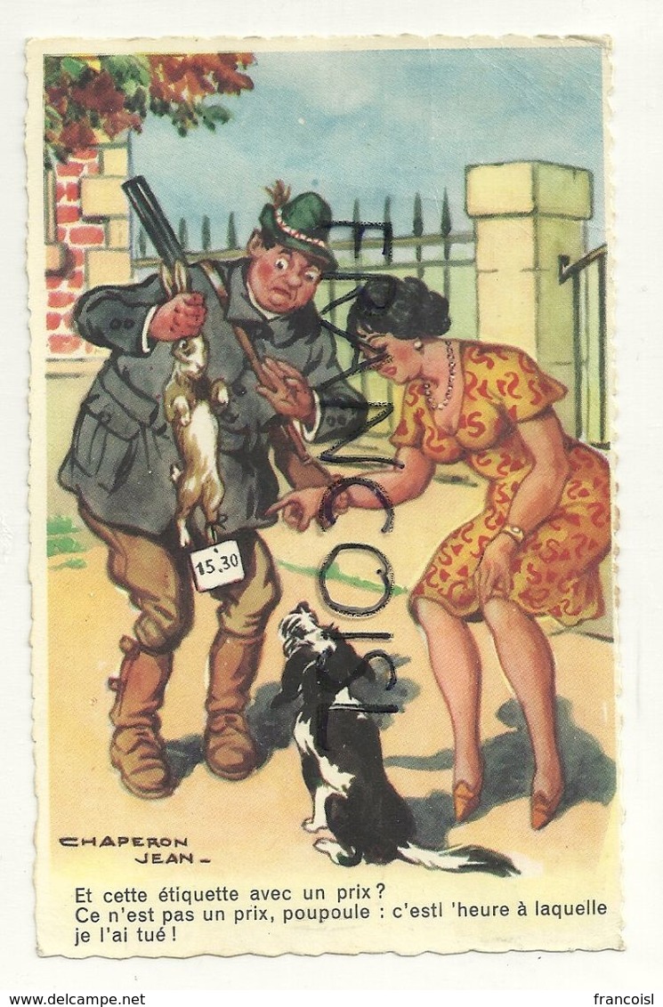 Humour. Chasseur Et Lapin Avec Une étiquette. Signée Jean Chaperon. 1963. Editions G. Picard - Humor