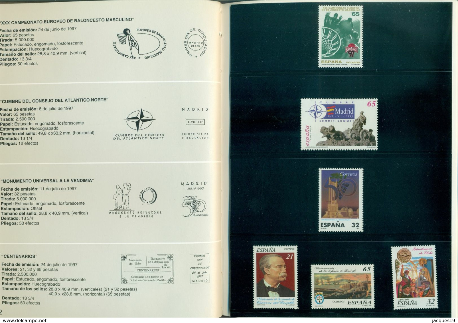 Year Book 1997 Spain (45 Stamps and 4 Blocks) and Andorre (5 Stamps) MNH
