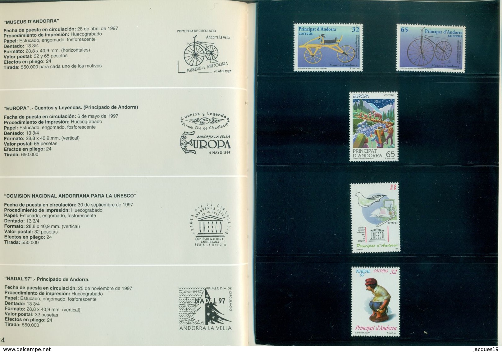 Year Book 1997 Spain (45 Stamps and 4 Blocks) and Andorre (5 Stamps) MNH