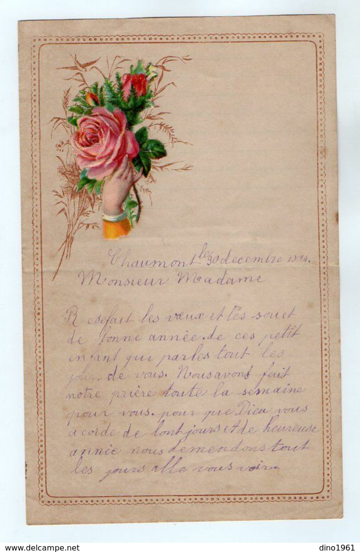 VP17.236 - 1894 - Lettre Illustrée Double Page Avec Découpi Fleurs - Mr Auguste BEAUDOUIN à CHAUMONT - Bloemen