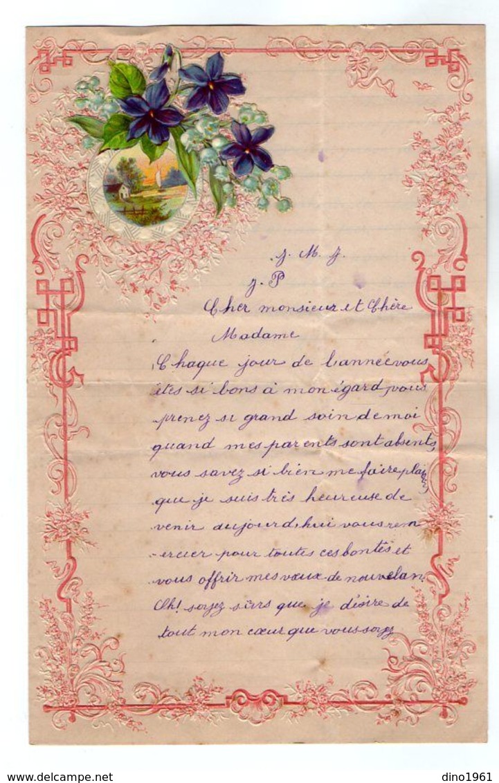 VP17.237 - Lettre Illustrée Papier Gaufré Double Page Avec Découpi Fleurs - Melle J. PRIGNAULT à FOUDON ? - Fiori