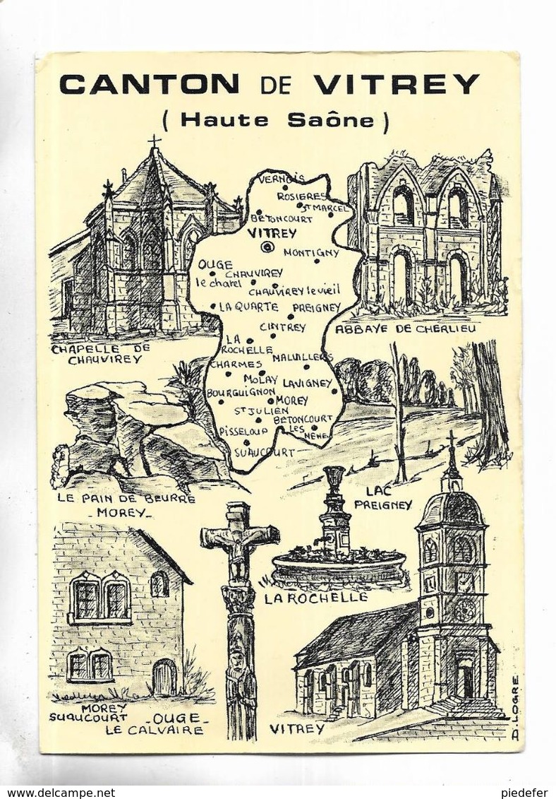 70 - Carte Géographique Et Divers Dessins Du Canton De VITREY ( Haute-Saône ) Illustration De D. LOGRE - Other & Unclassified