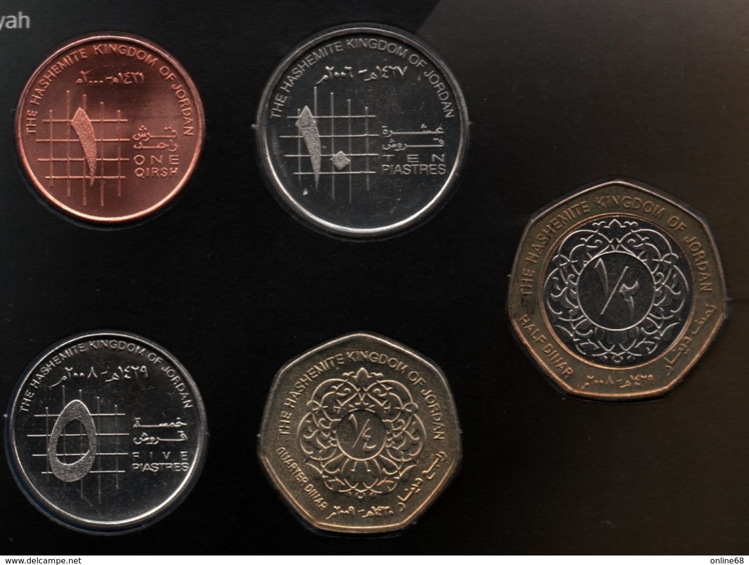 JORDAN COIN SET 5 MONNAIES 1 QIRSH - 1/2 DINAR - Jordanie