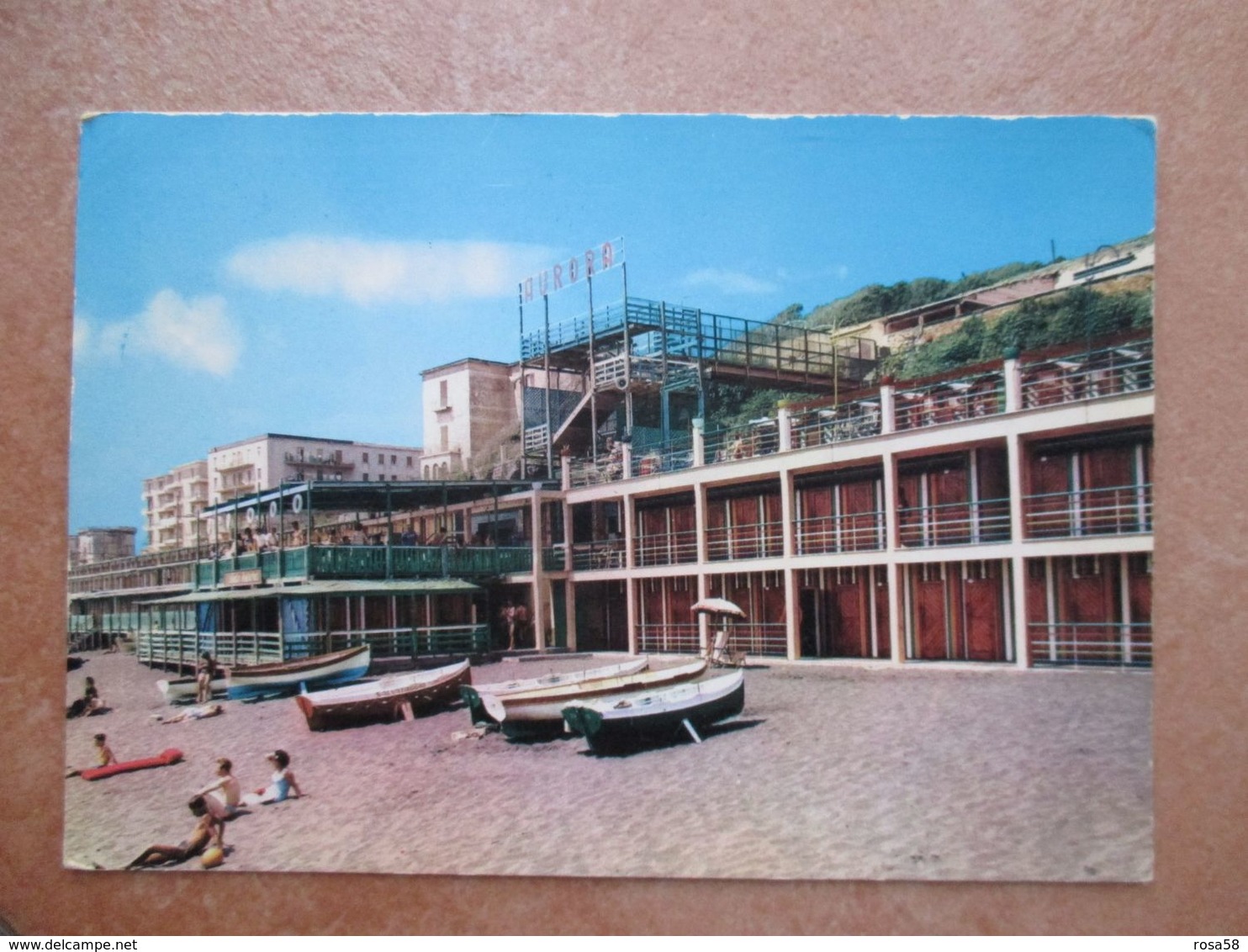 1964 PORTICI Bagno AURORA Spiaggia Animata Barche - Portici