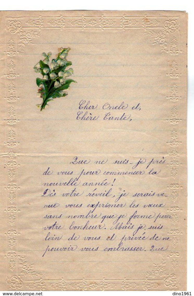 VP17.241 - 1921 - Lettre Illustrée Papier Gaufré Double Page Avec Découpi Fleurs - Melle Léontine MILON à PELLOUAILLES - Blumen