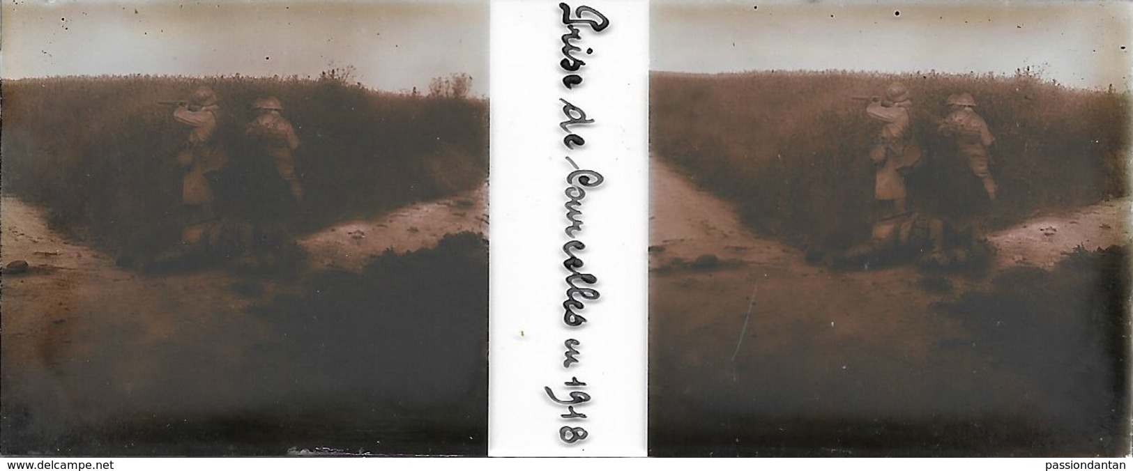 Plaque De Verre Stéréoscopique Positive - Première Guerre Mondiale - Pas De Calais - Courcelles Le Comte - Diapositiva Su Vetro