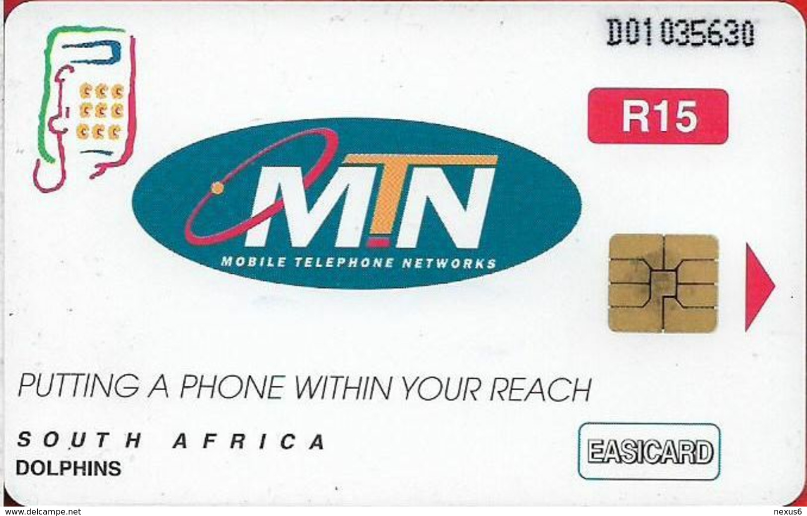 S. Africa - MTN - Dolphins - Dolphins Group, R15, Solaic, 1999, 100.000ex, Used - Südafrika