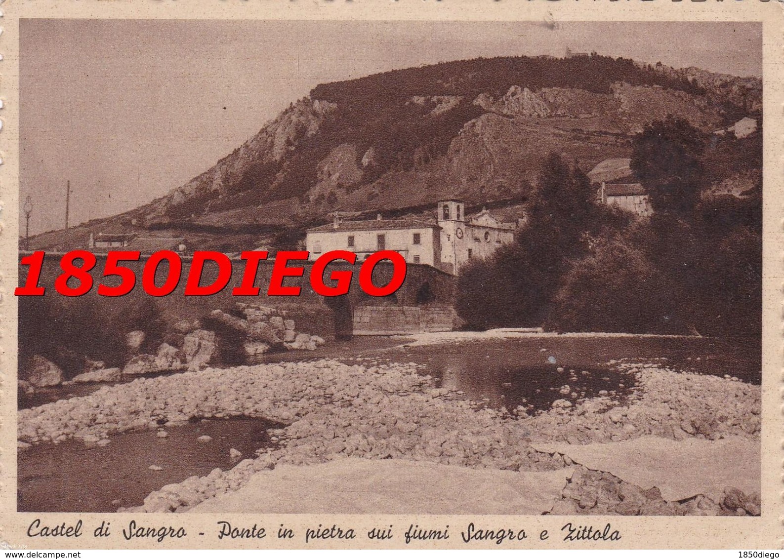 CASTEL DI SANGRO - PONTE IN PIETRA SUI FIUMI SANGRO E ZITTOLA  F/GRANDE VIAGGIATA 1940 ANIMATA - L'Aquila