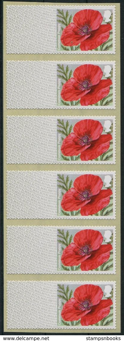 GB "Post And Go" Mint Stamps. Poppy Flowers, No Value Blank Error Strip Of 6 - Post & Go (distributeurs)