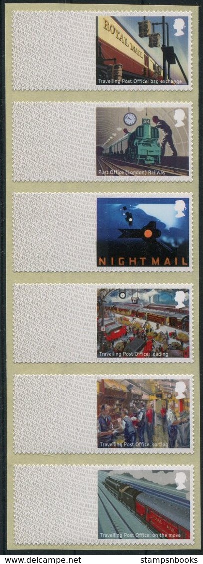 GB "Post And Go" Mint Stamps. Trains Railways, Travelling Post Office, T.P.O. No Value Blank Error Strip Of 6. - Post & Go Stamps