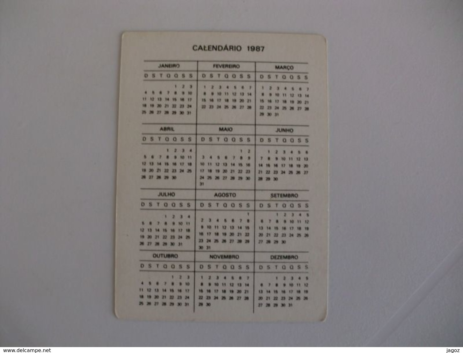 Bird Bernache Portugal Portuguese Pocket Calendar 1987 - Small : 1981-90