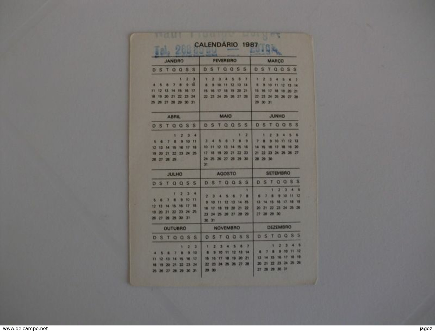 Bird Harle Portugal Portuguese Pocket Calendar 1987 - Formato Piccolo : 1981-90