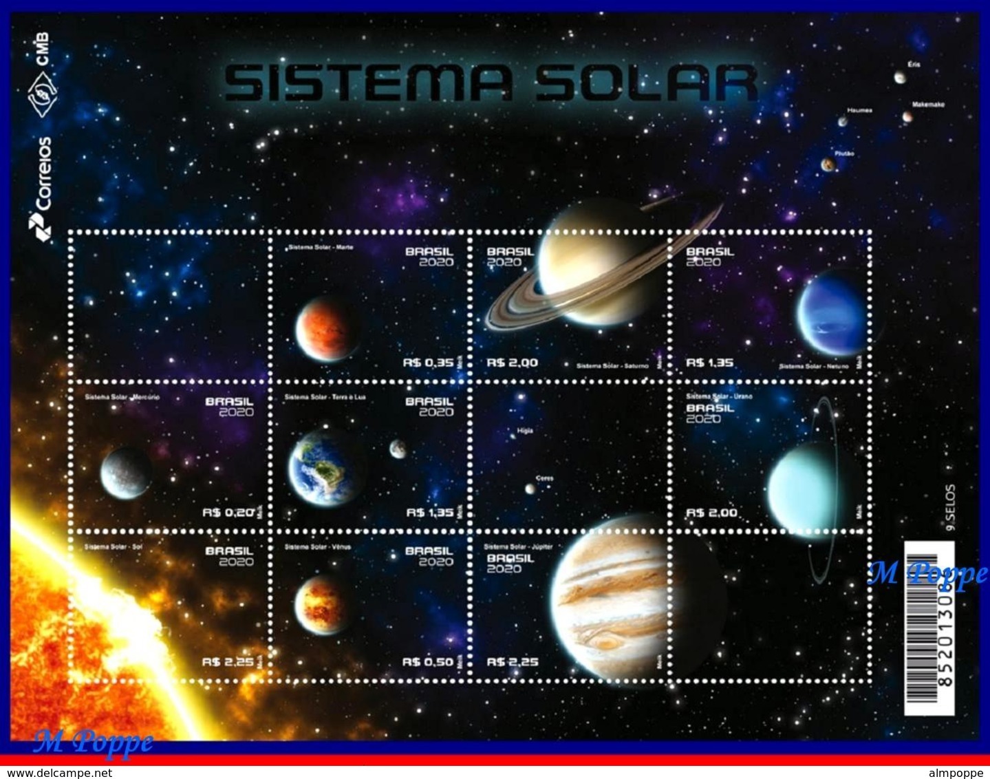 Ref. BR-V2020-04 BRAZIL 2020 SPACE EXPLORATION, SOLAR SYSTEM, SPACE,, SHEET MNH 9V - Südamerika