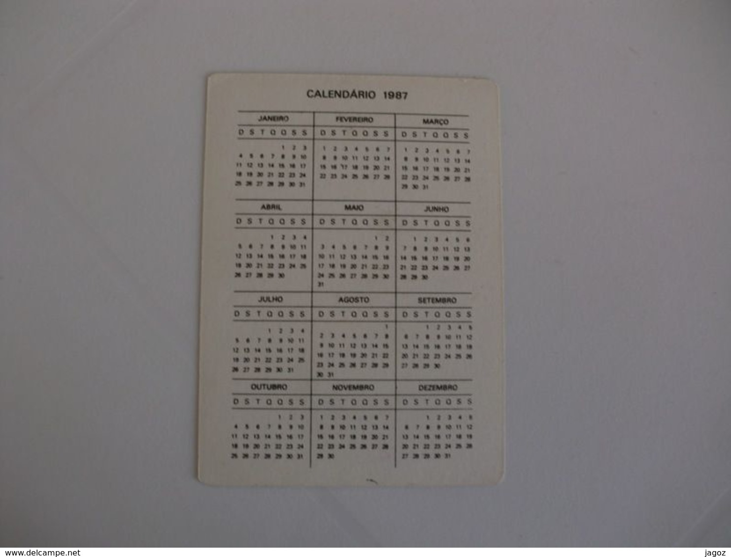 Bird Sarcelle Portugal Portuguese Pocket Calendar 1987 - Formato Piccolo : 1981-90