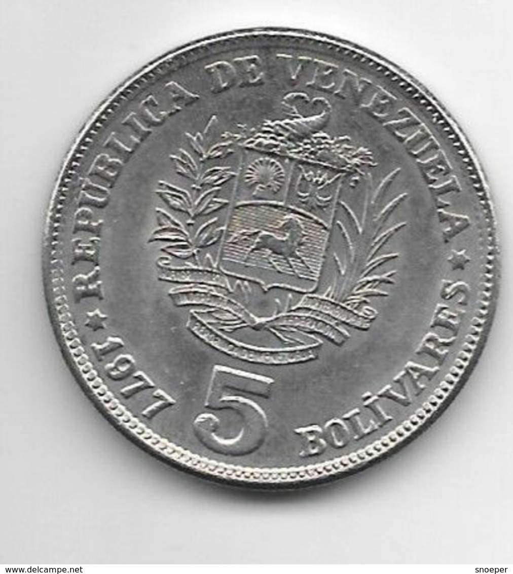 *Venezuela 5 Bolivares 1977 Km  53.1 - Venezuela